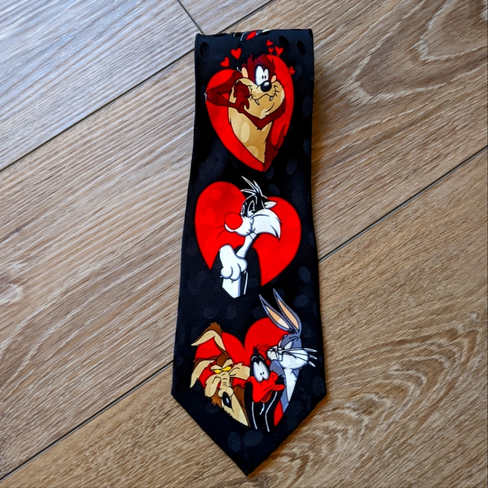 VTG Looney Toons Men's Tie - Bugs Bunny, Wolf & Tasmanian Devil Warner Brothers